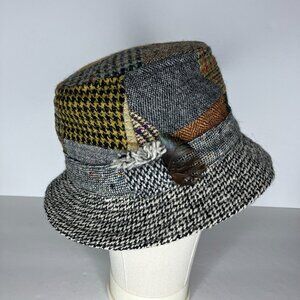 Vintage Hanna Hats Bucket Mens Medium Donnegal Tweed Wool Ireland Patchwork